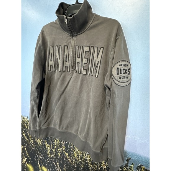 Anaheim Ducks 1/4 Zip Pullover Sweatshirt Men's‎ Size Large , '47 Striker Gray - Picture 1 of 7